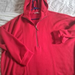 Cable & Gauge Red Half-Zip Crewneck Sweater